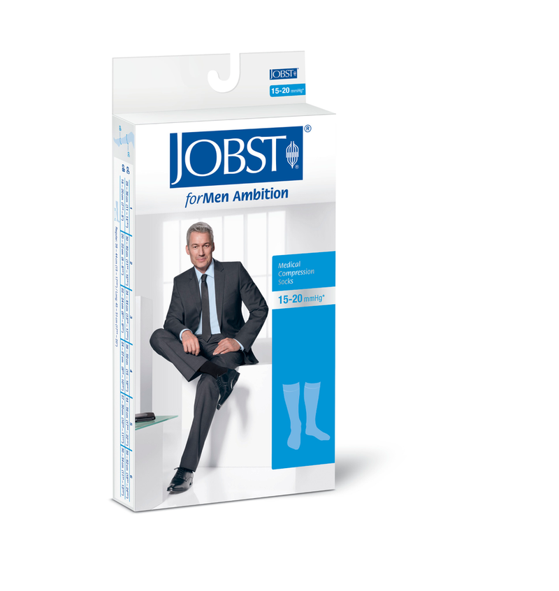 Bas de compression élevé au genou Ambition de JOBST pour hommes, Noir, 2 Régulier